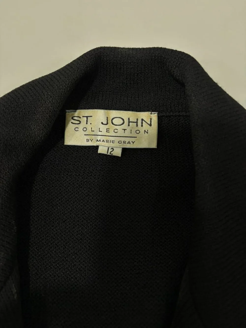 St John Collection Marie Gray 12 Black Double-Breasted Santana Knit Wool Blazer - Picture 5 of 9